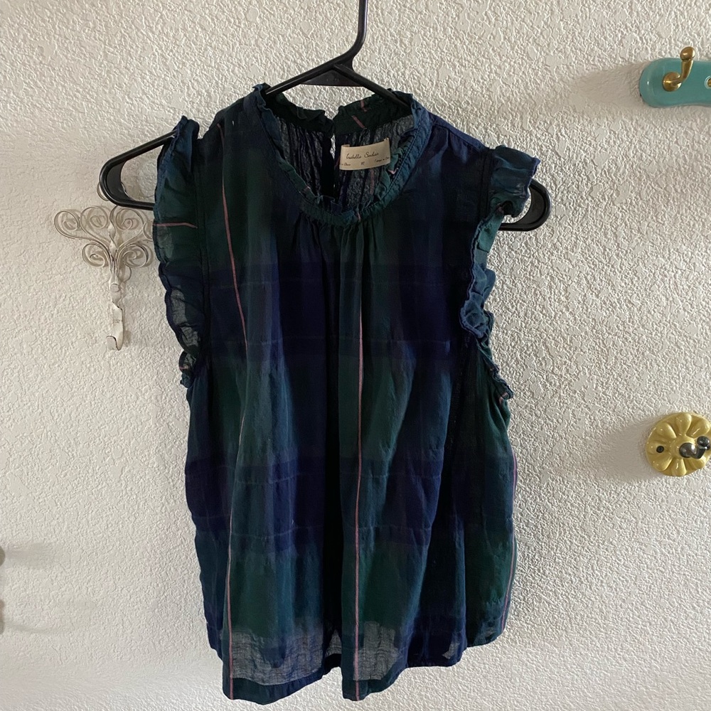 Anthropologie plaid blouse